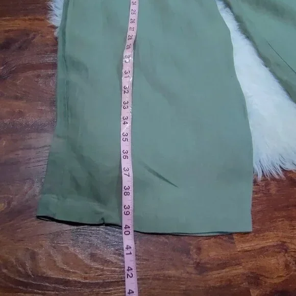 Vitamin A High Rise Womens Size XS Elastic Waist Wide-Leg Linen Pants Sage Green - Picture 7 of 9